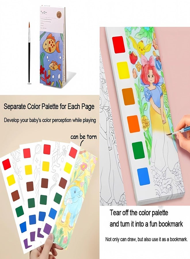 SILLYME 3pcs Pocket Painting Book Kit with Color on Each Sheet - Water Coloring Books for Kids - Each Activity Book has 12 Sheets and 1 Paint Brush - Birthday Gifts for Girls Boys - Image 4